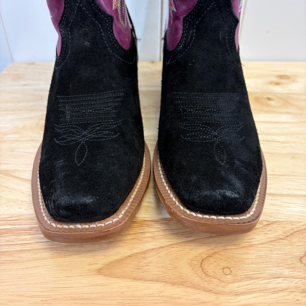 Justin Western Rodeo Suede Cowboy Boots Womens Size 7.5 Boho Cowgirl Embroidered - Picture 6 of 8
